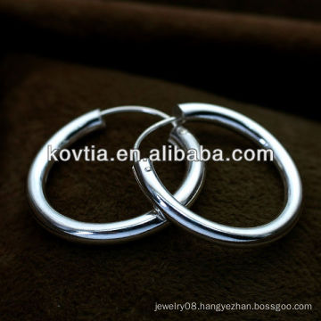 Latest design smooth jewelry 925 silver hoop earrings wholesale